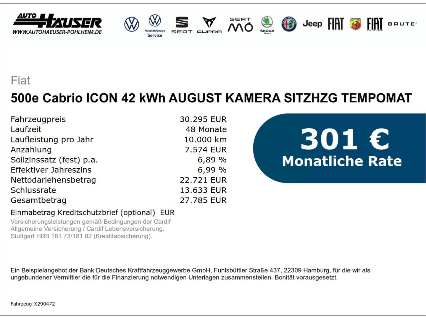 Fiat 500e Cabrio ICON 42 kWh AUGUST KAMERA SITZHZG TE imagem 2