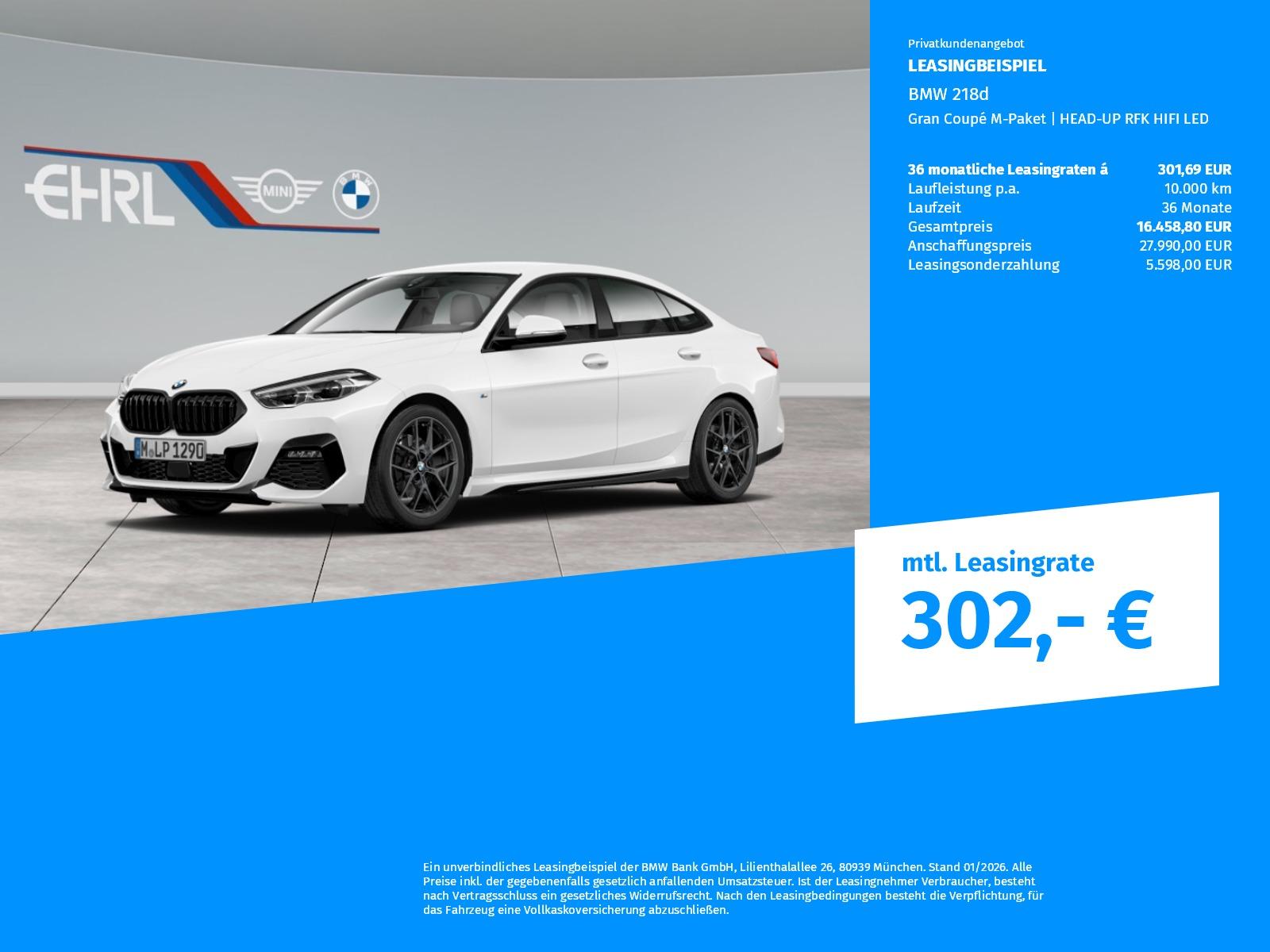 BMW 218d Gran Coupé M-Paket | HEAD-UP RFK HIFI LED