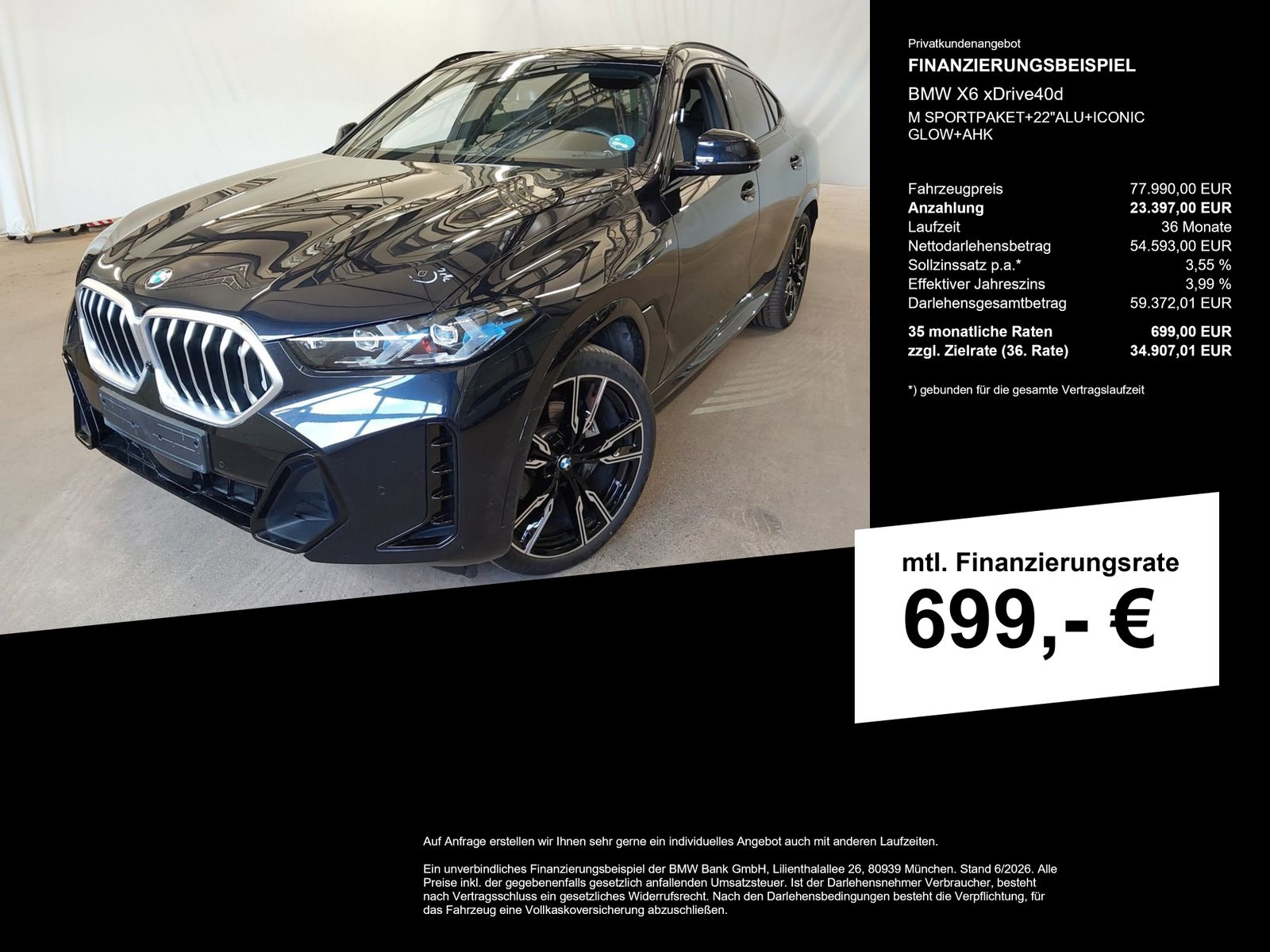 BMW X6 xDrive40d M SPORTPAKET 22 ALU ICONIC GLOW AHK foto 2