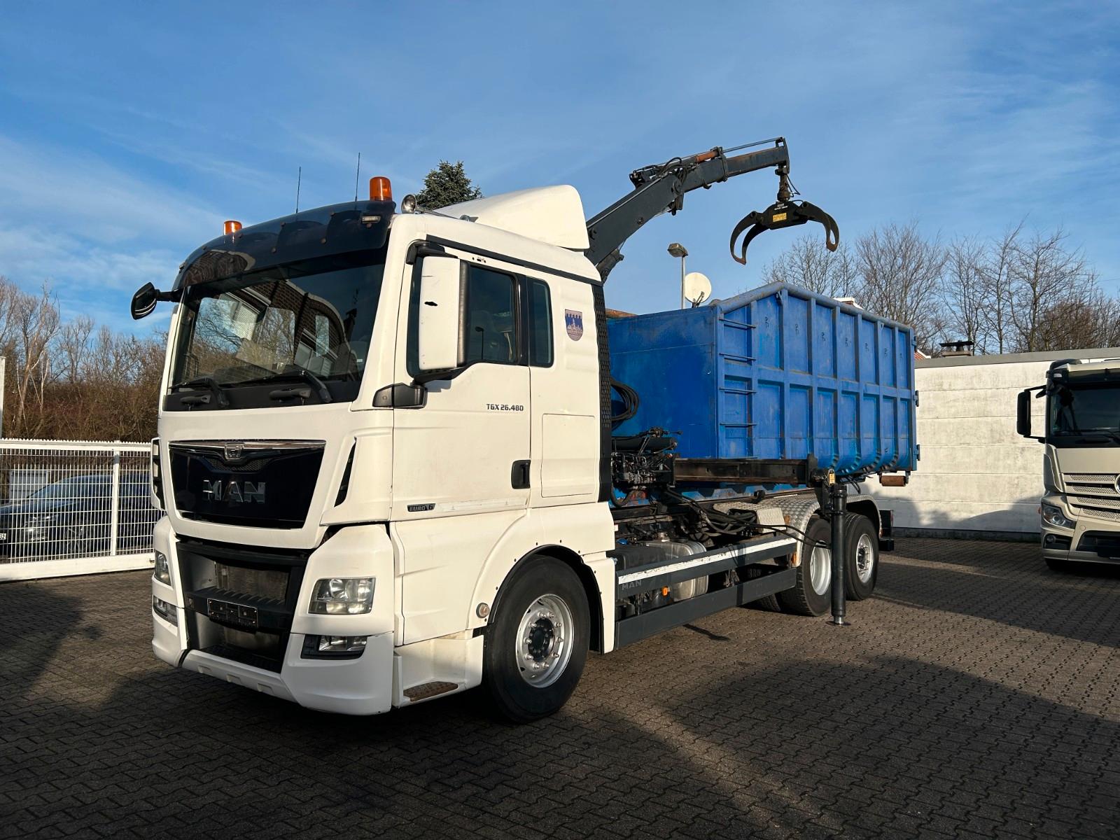 MAN 26.480 TGX Wechselsystem Abroller+Kran+Container