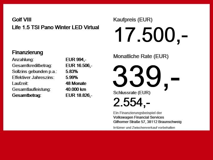 Volkswagen Golf VIII Life 1.5 TSI Pano Winter LED Virtual, миниатюра 6