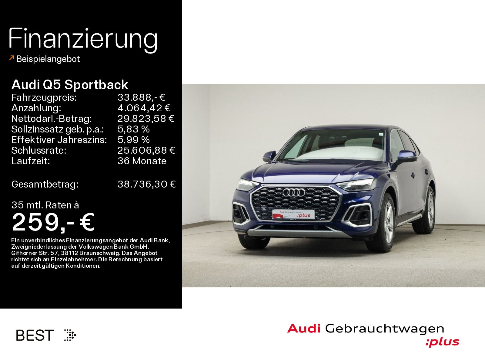 Audi Q5 Sportback S line 35 TDI Tour & Stadt, B&O, Na