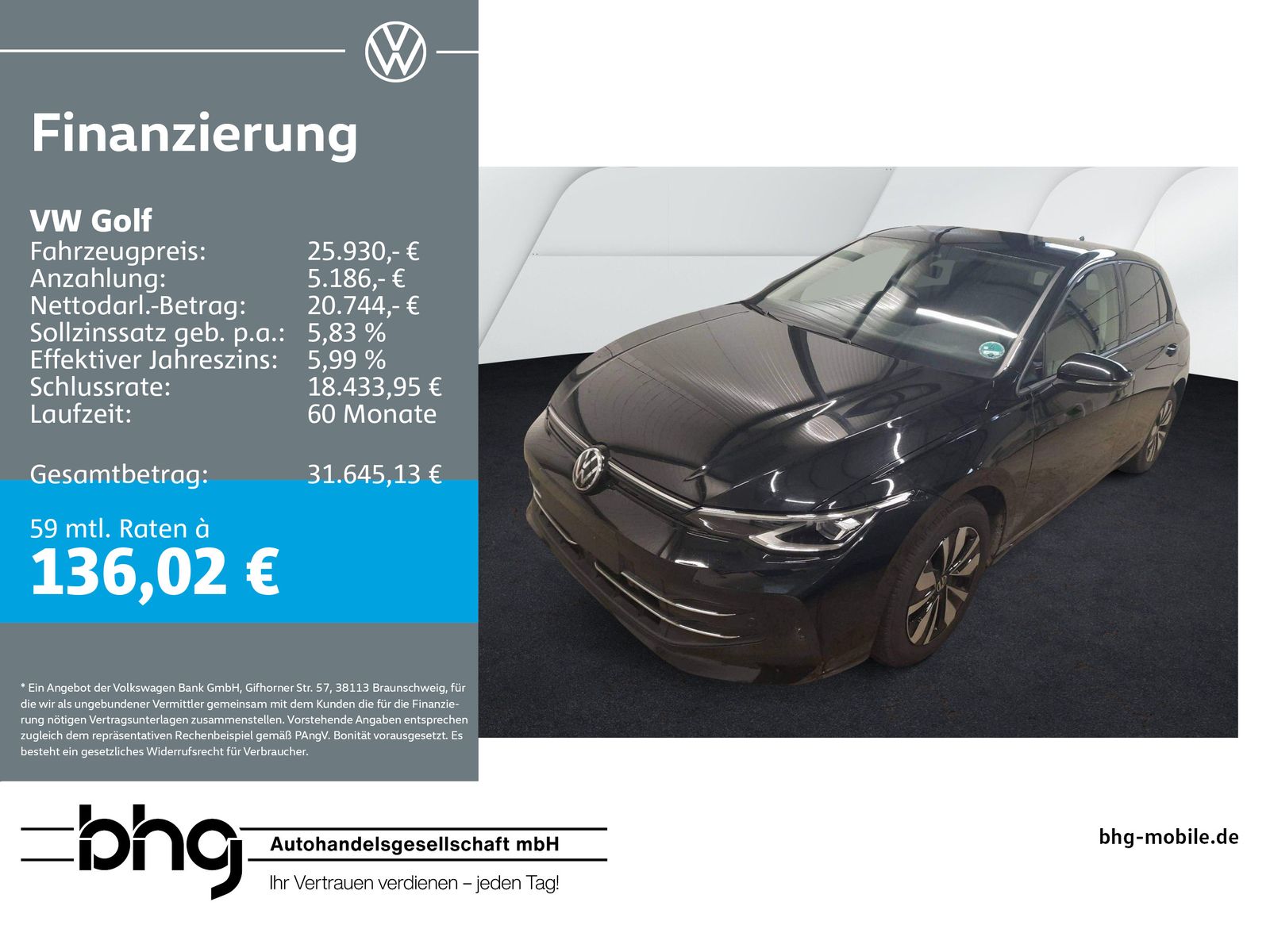 Volkswagen Golf Life 2,0 l TDI GOAL Rückfahrkamera, TravelA