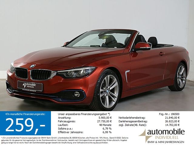 BMW 420d Cabrio Sport Line LED Navi HuD Kamera Alarm