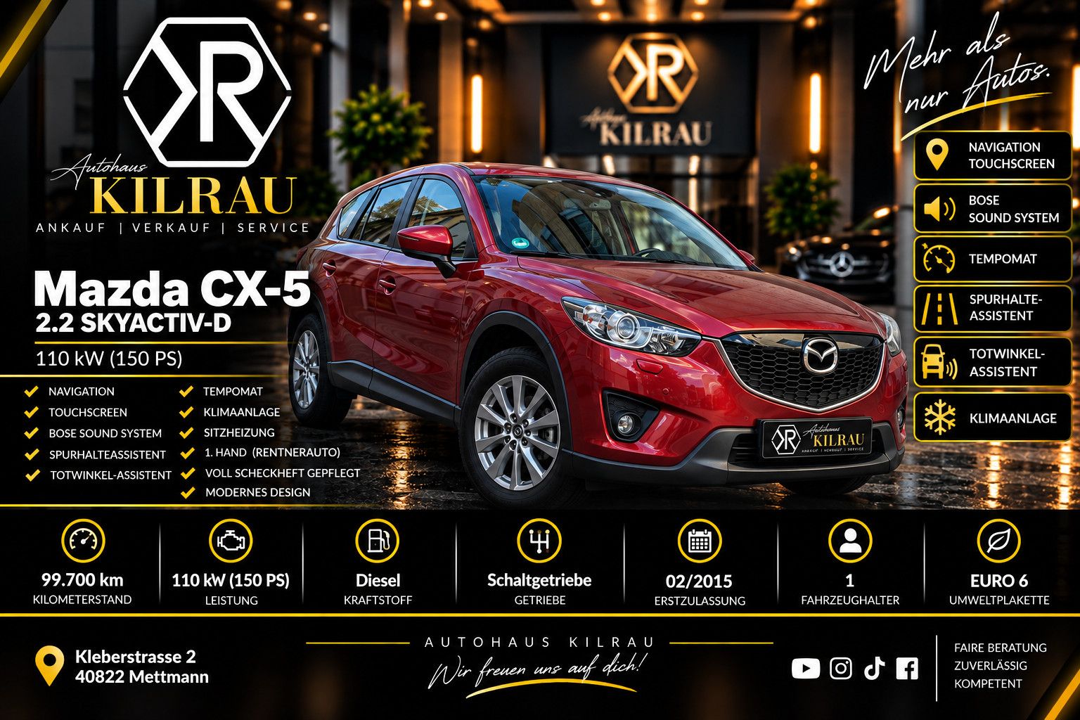 MAZDA CX-5 Sendo 2WD BOSE 1.HAND INKL. YOUTUBE VIDEO