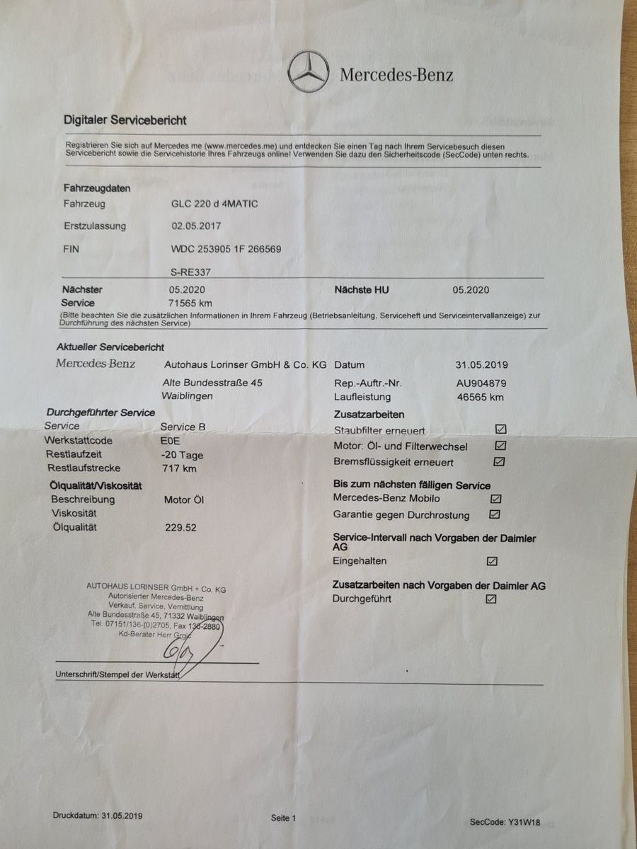 Fahrzeugabbildung Mercedes-Benz GLC 220 4Matic/LEDER/NAVI/SCHECKHEFT