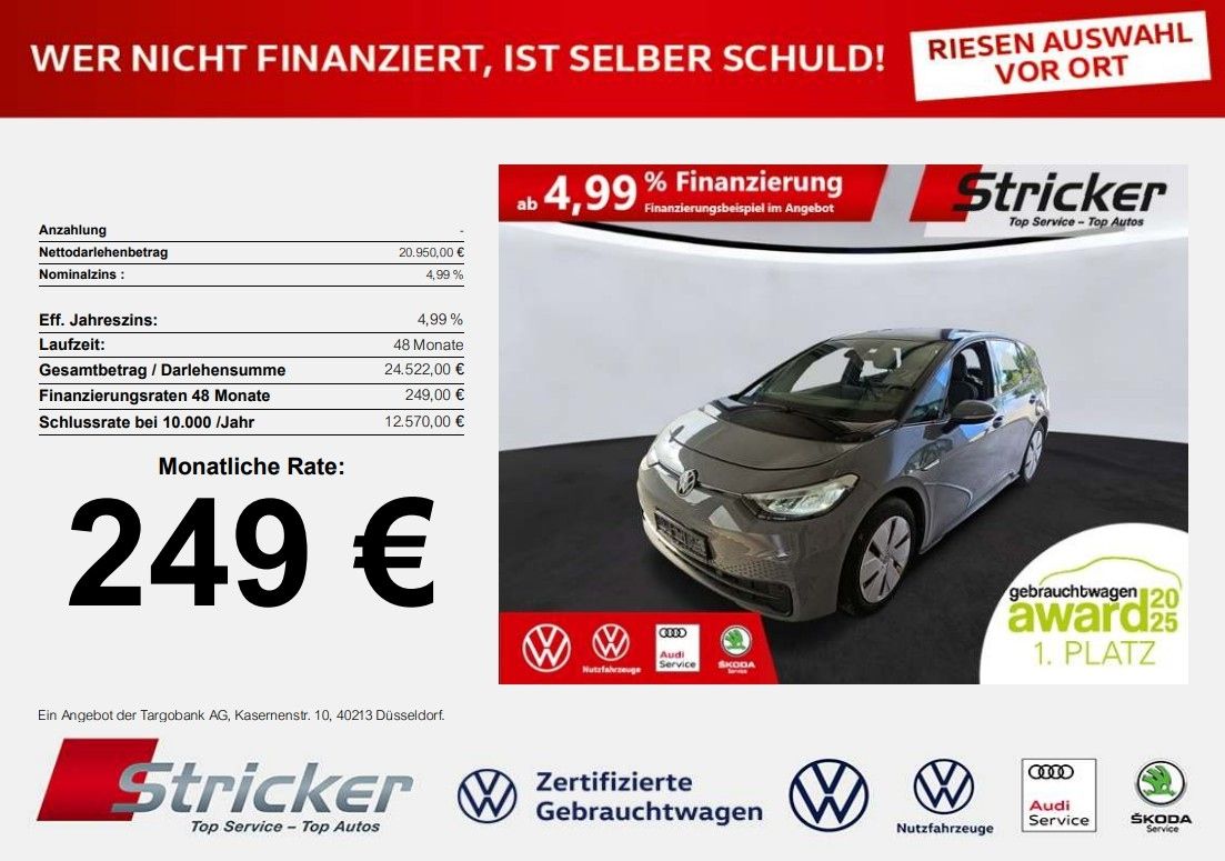 Volkswagen ID.3 Pro 107/58 249,-ohne Anzahlung Navi ACC Kam