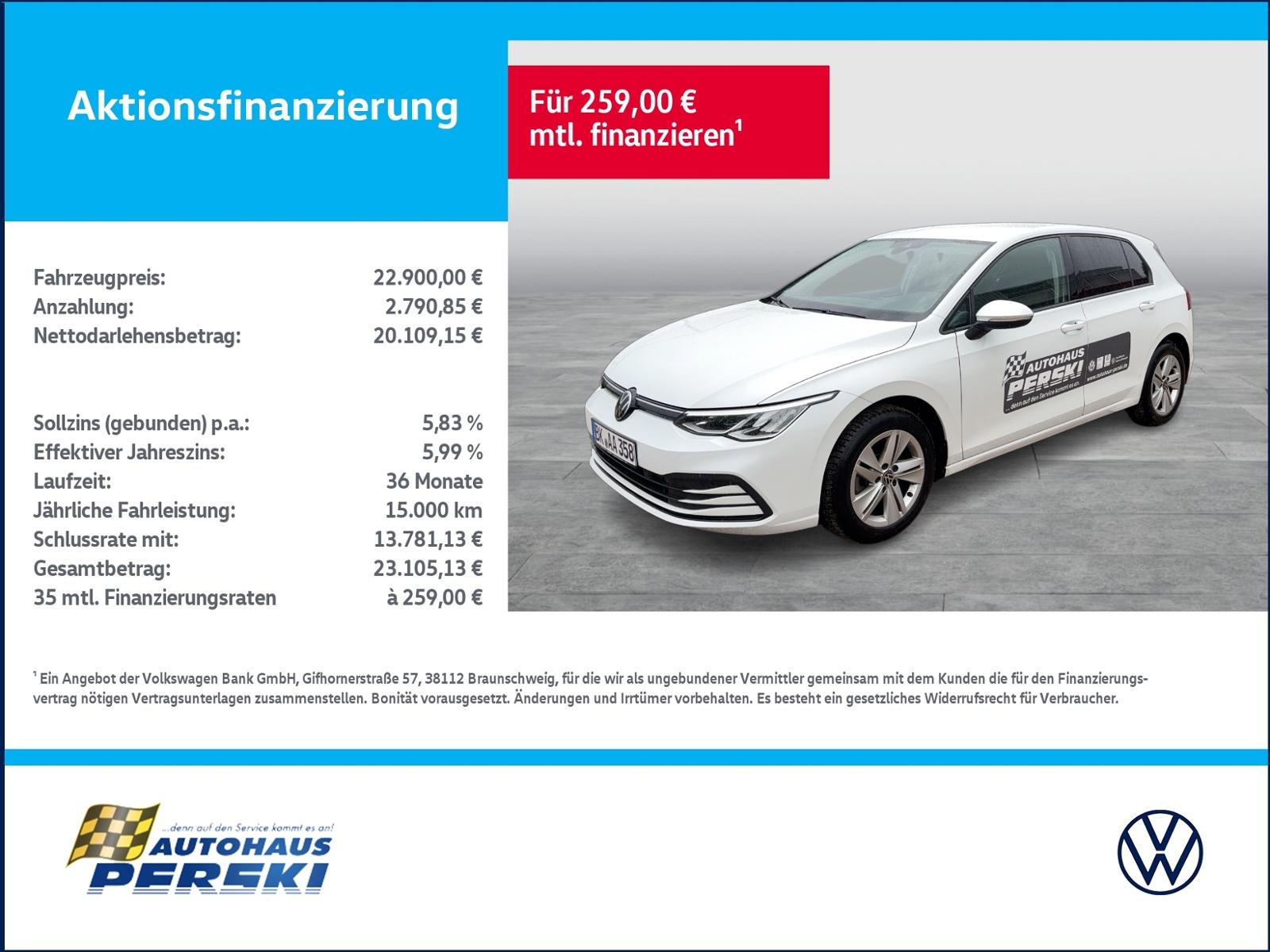 Volkswagen Golf VIII 2.0 TDI Life DSG KLIMA, NAVI, LED, RÜC