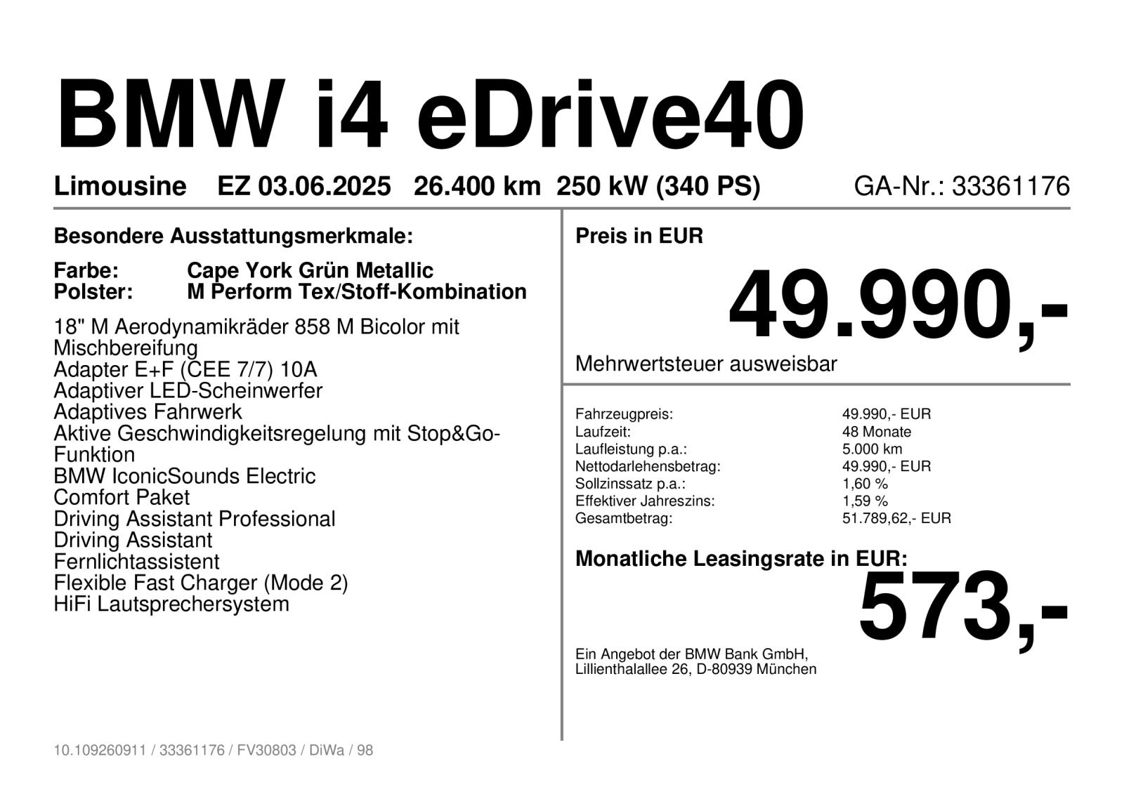 BMW i4 eDrive40 M Sportpaket DAPro ab 1,49% foto 5