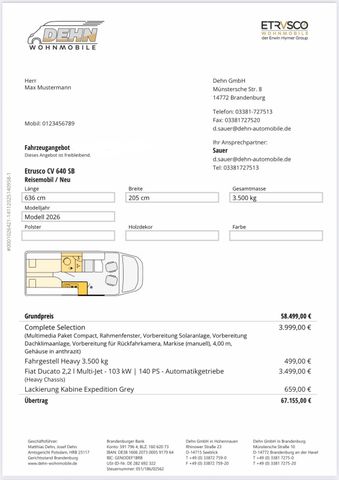 Etrusco CV 640 SB 6.604,00€ Sondernachlass!
