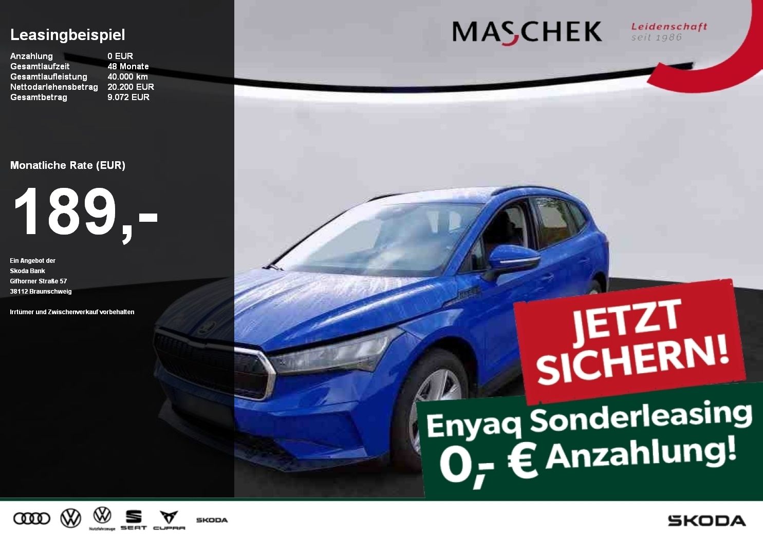 Skoda Enyaq 50 *Sonderleasing ohne Anz* Navi RearView