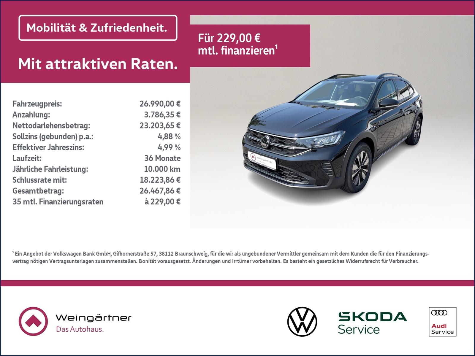 Volkswagen Taigo GOAL 1.0 TSI, ACC, RearView, LED, Shzg, Ap