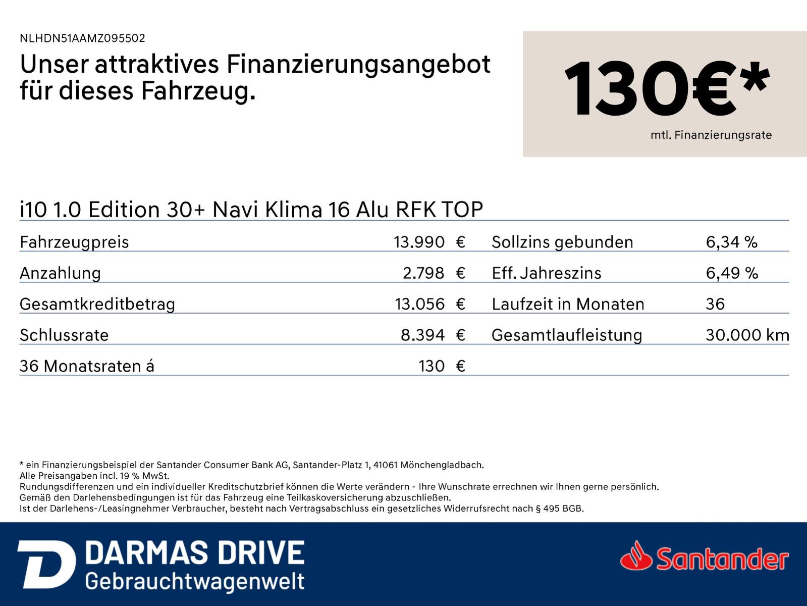 Hyundai i10 1.0 Edition 30+ Navi Klima 16 Alu RFK TOP 