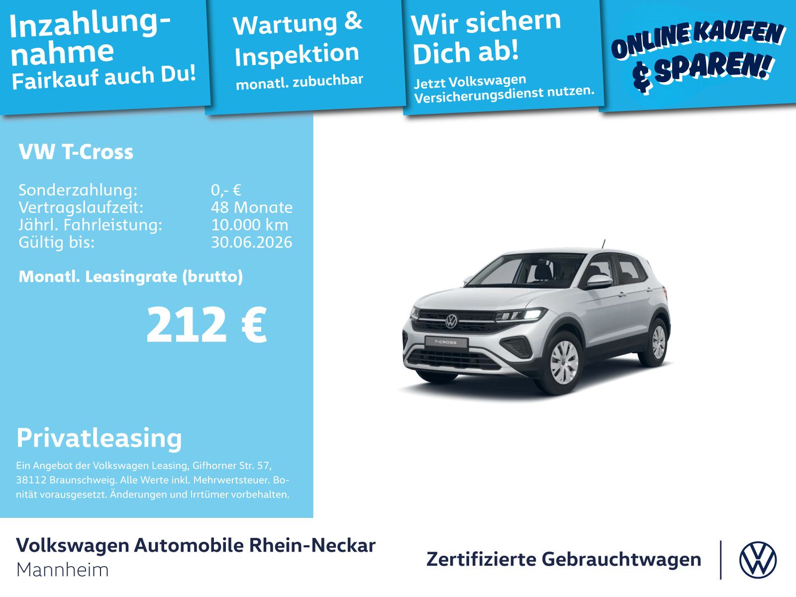 Volkswagen T-Cross 1.0 TSI GAR 2030 PDC LED Klima uvm