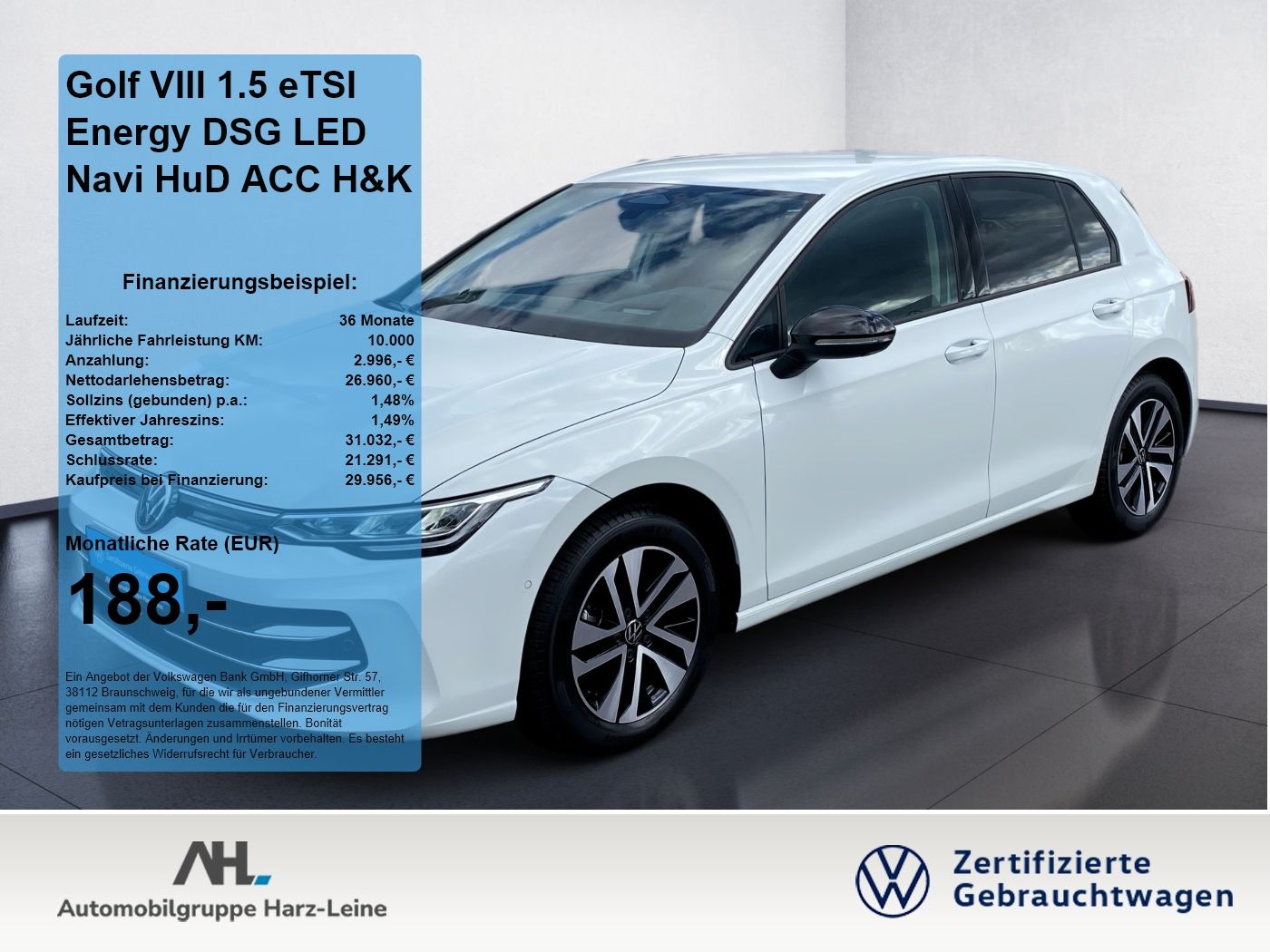 Volkswagen Golf VIII 1.5 eTSI Energy DSG LED Navi HuD ACC H foto 1