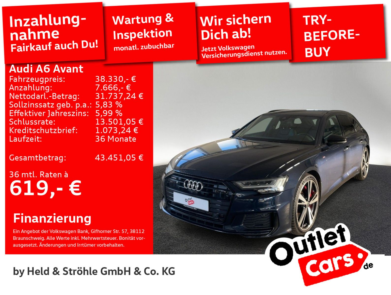 Audi A6 Avant 55 TFSI e qu S-Line AHK B&O HuD PANO