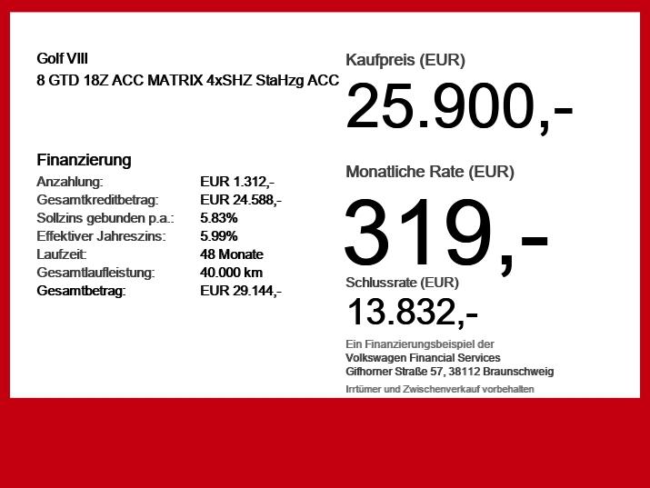 Volkswagen Golf VIII 8 GTD 18Z ACC MATRIX 4xSHZ StaHzg ACC, миниатюра 6