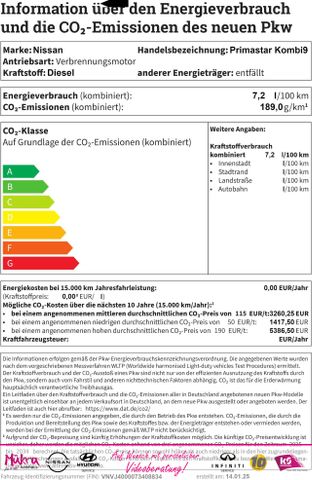 Nissan Primastar Kombi9 Tekna L1H1 2,8t dCi 170 PS AT