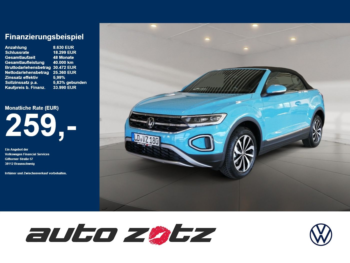 Volkswagen T-Roc Cabriolet Style 1.0 l TSI OPF 6-Gang Kam.