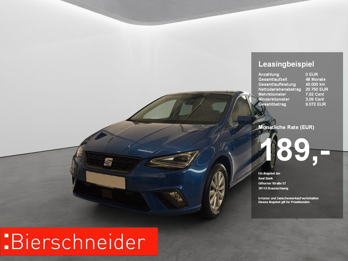 Seat Ibiza 1.0 TSI Style ab 166.- EUR mtl. 1000.- Anz