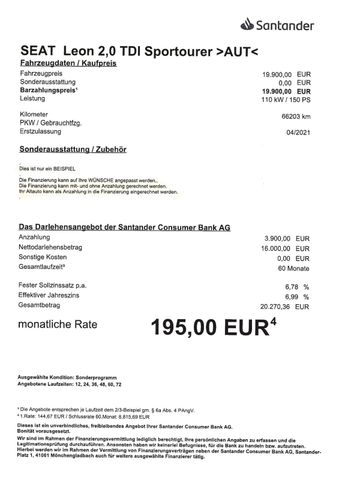Fahrzeugabbildung Seat Leon Sportstourer 2,0 TDI >AUT/NAV/LED/SHZ/PDC<