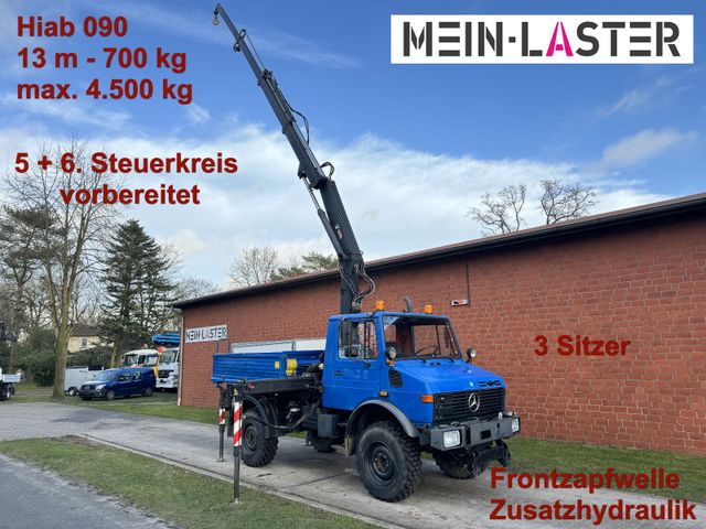 Unimog U 1250 Hiab 090 Kran 13 m max. 4,5 t Zapfwelle