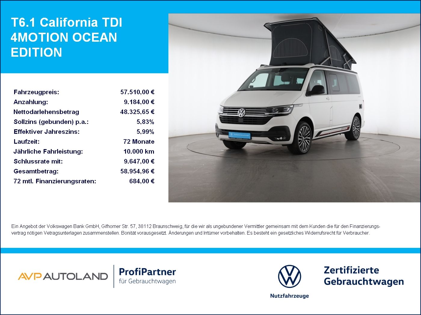 Volkswagen T6.1 California TDI 4MOTION OCEAN EDITION