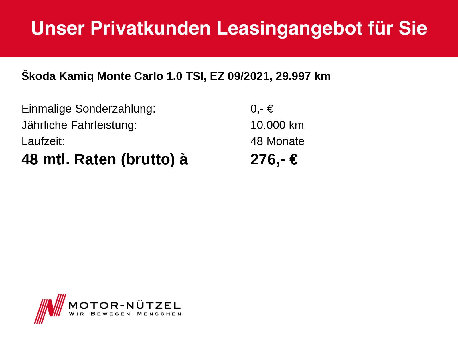 Skoda Kamiq 1.0 TSI DSG MONTE CARLO LED+APP+SHZ+PANO