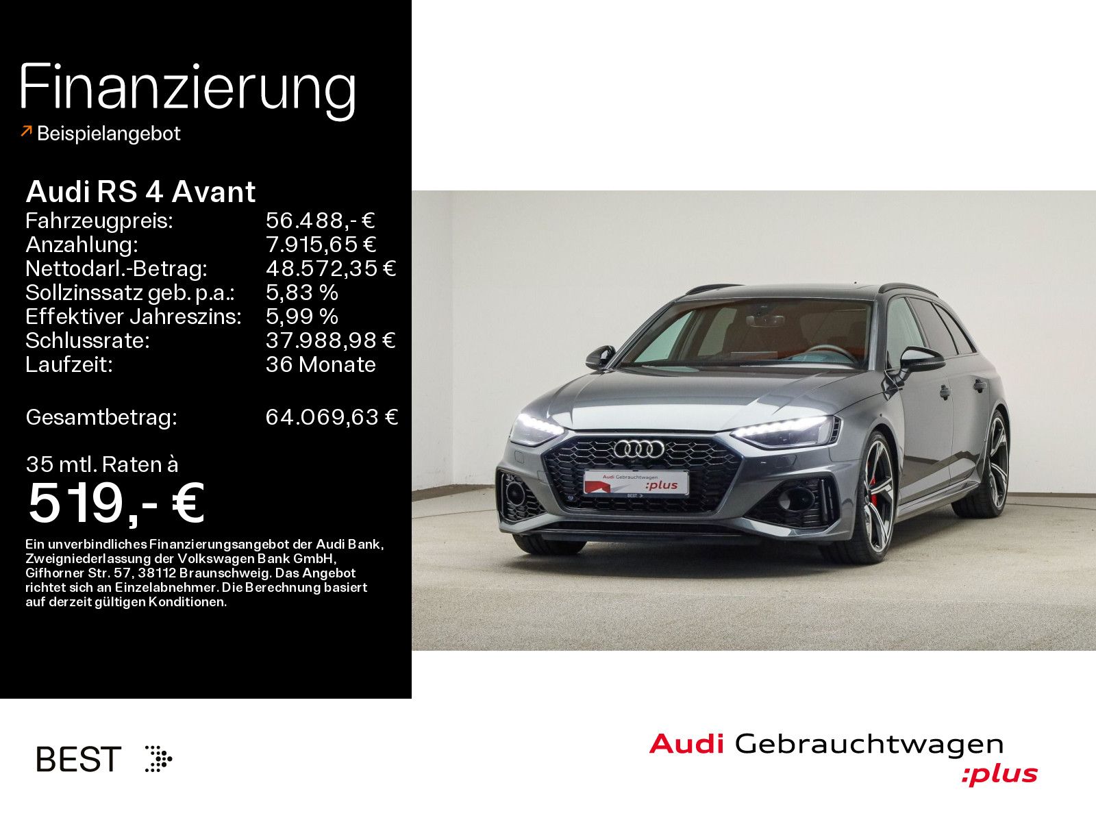Audi RS 4 Avant Pano, Abgas, B&O, HUD, Assist, Kerami