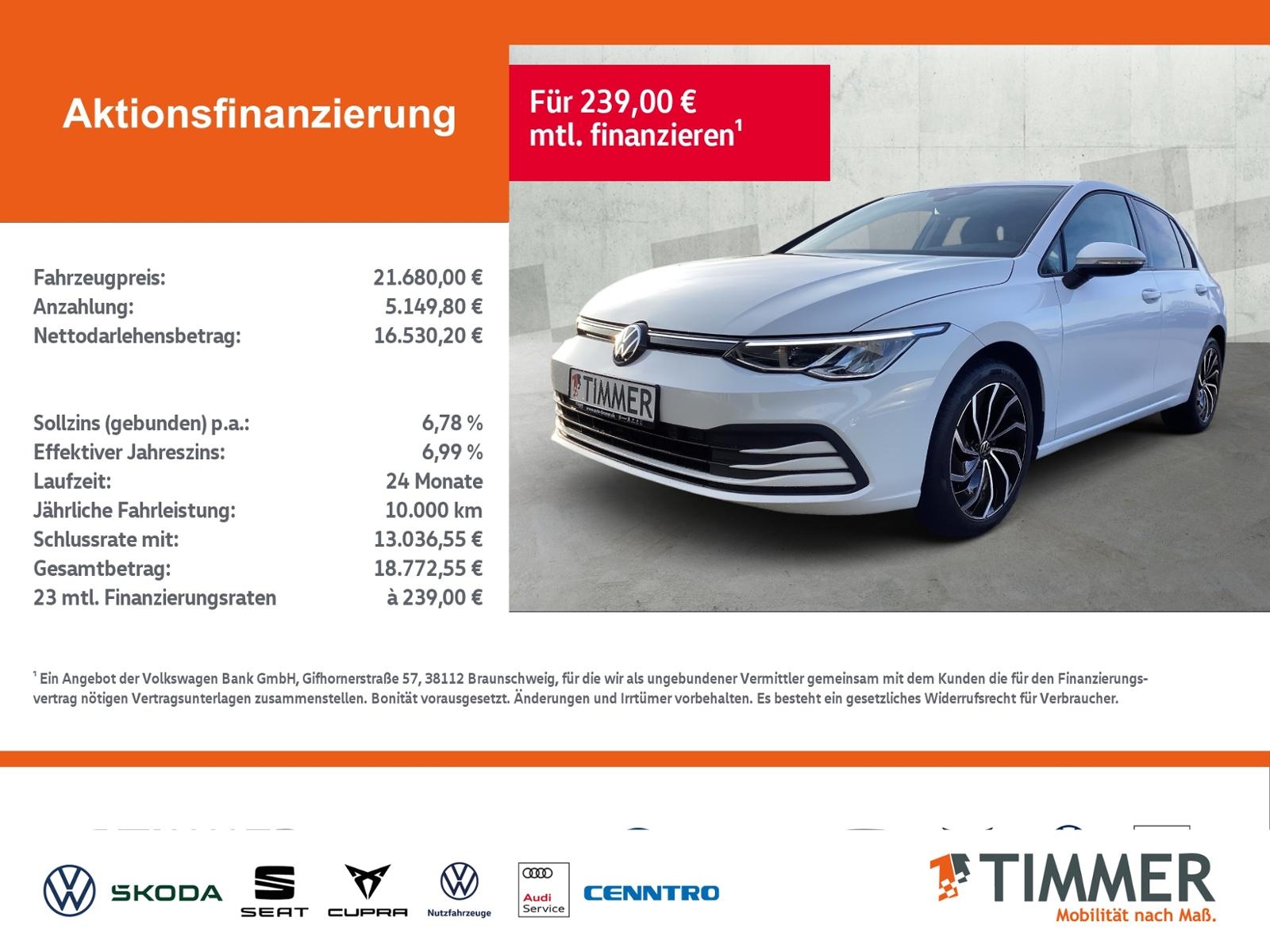 Volkswagen Golf VIII 2.0 TDI DSG LIFE +LED +ACC +VIRTUAL +N