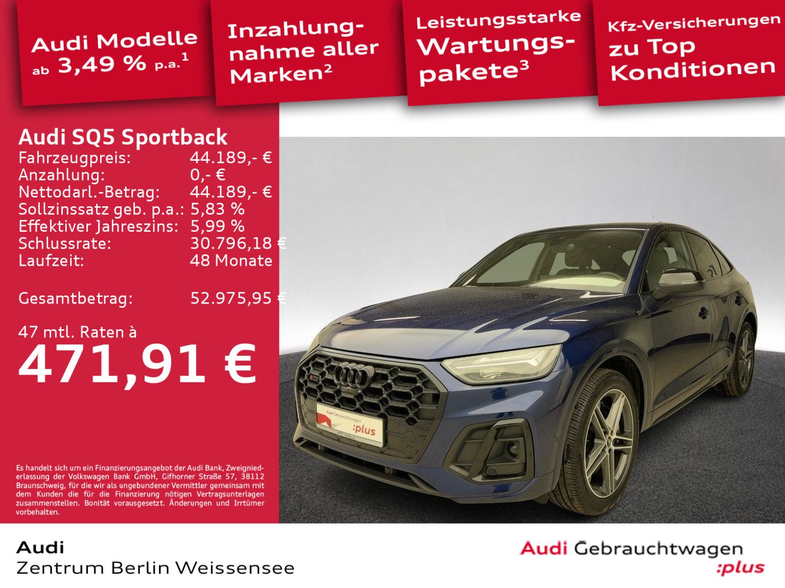 Audi SQ5 Sportback 3.0 TDI QUA*LED*360*NAVI*GRA*APP** imagem 2