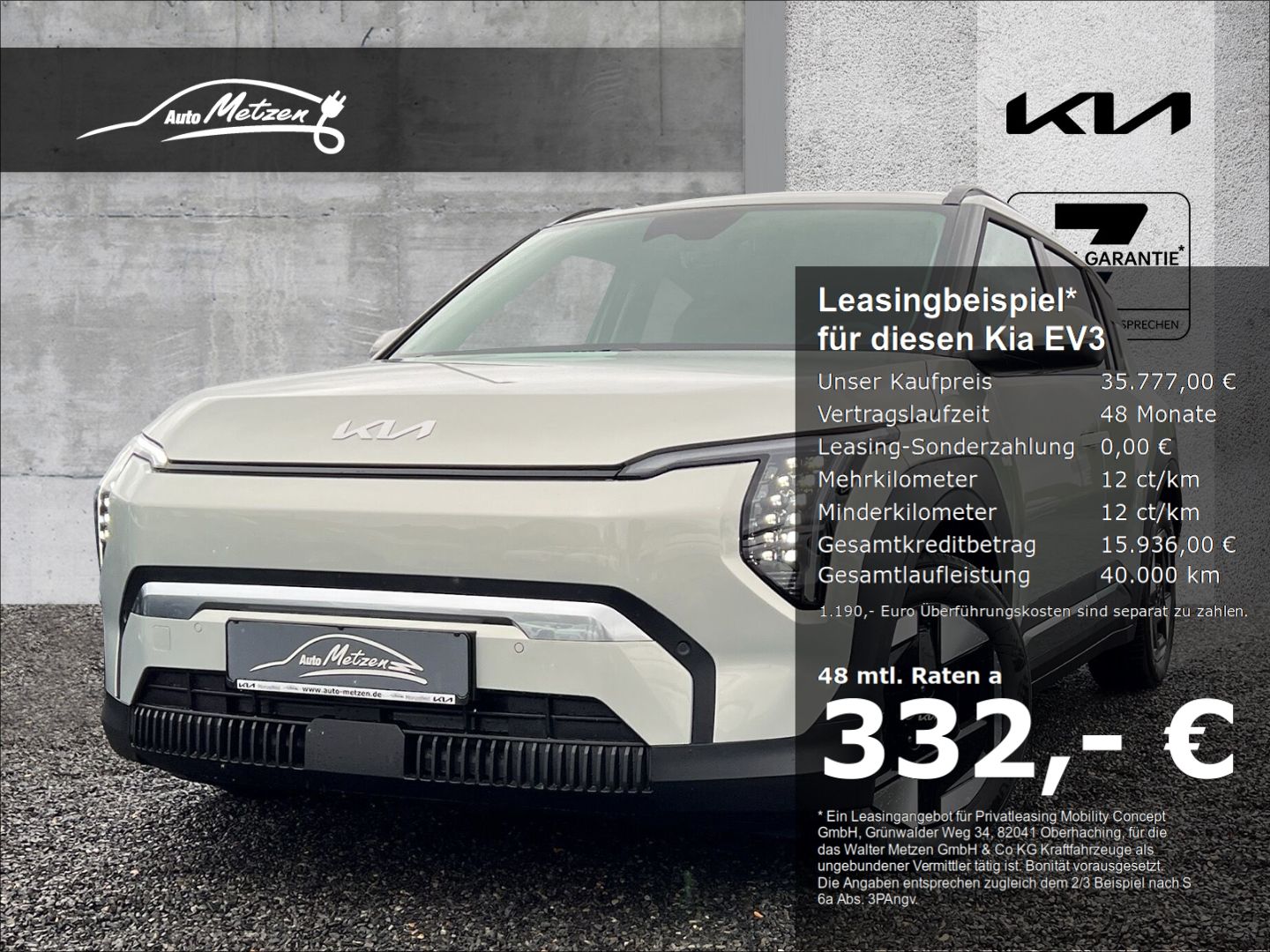 Kia EV3 58,3-kWh Earth P3/P4/P5 KIA Service Flatrate
