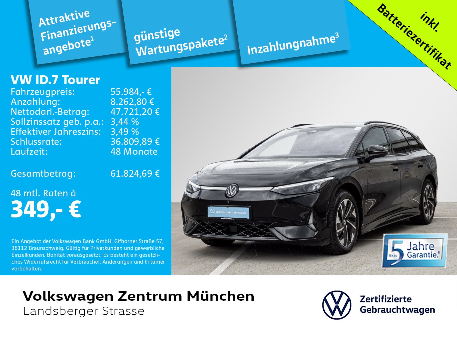 Volkswagen ID.7 Tourer GTX 4motion 250kW/91kWh Wärmepumpe A