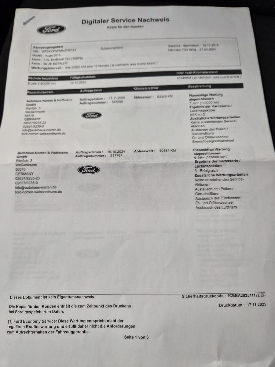 Fahrzeugabbildung Ford Kuga Cool & Connect / NAVI /