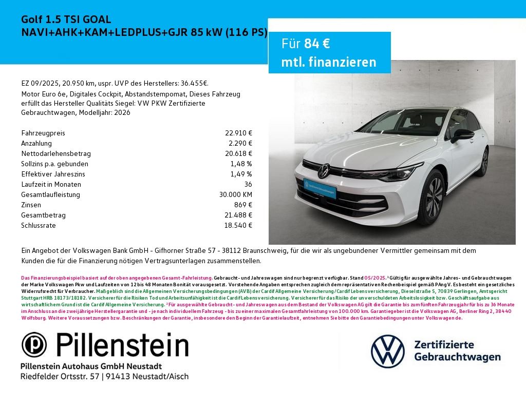 Volkswagen Golf 1.5 TSI GOAL NAVI AHK KAM LEDPLUS GJR foto 1