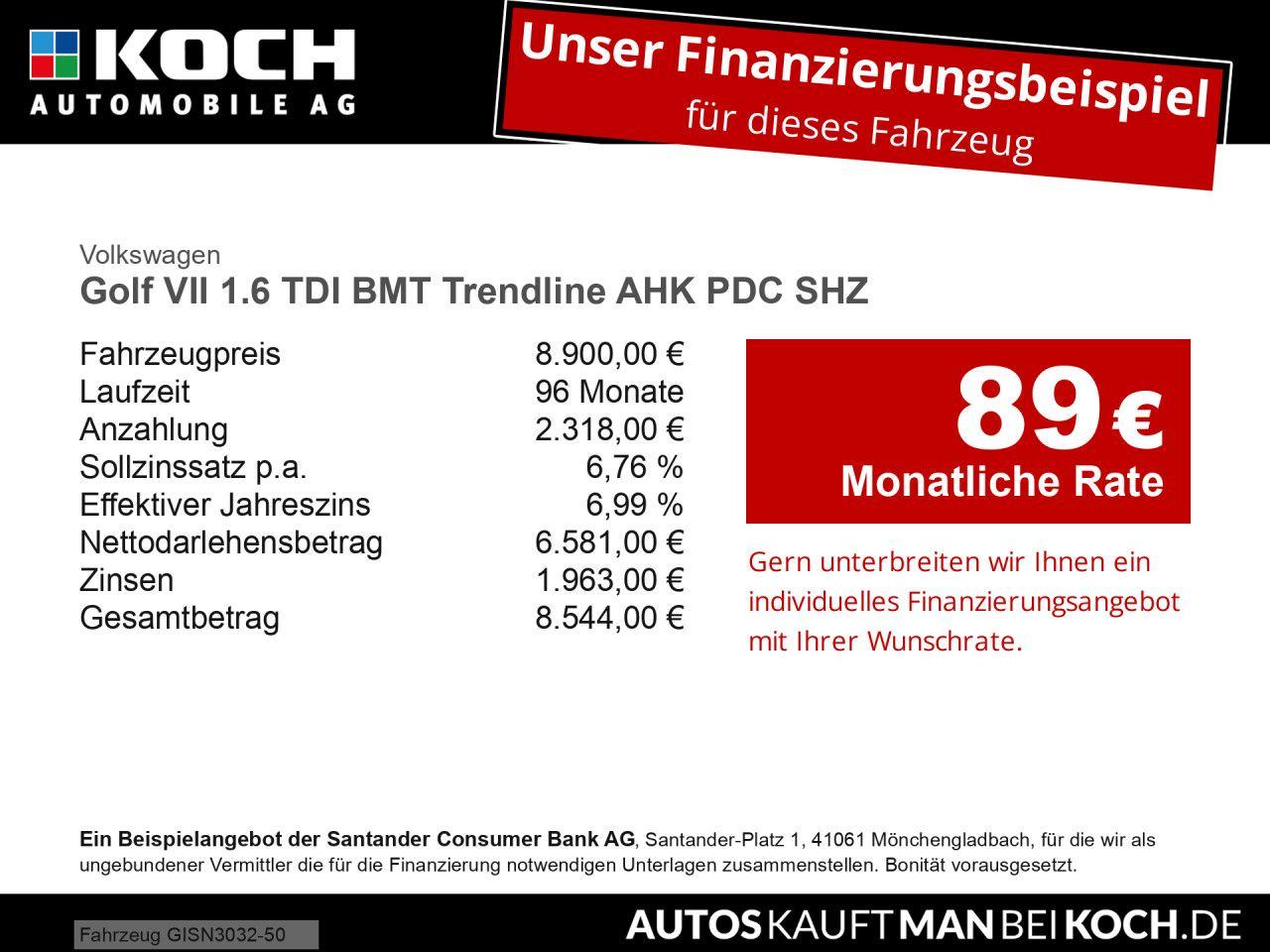 Volkswagen Golf VII 1.6 TDI BMT Trendline AHK PDC SHZ 2xPDC