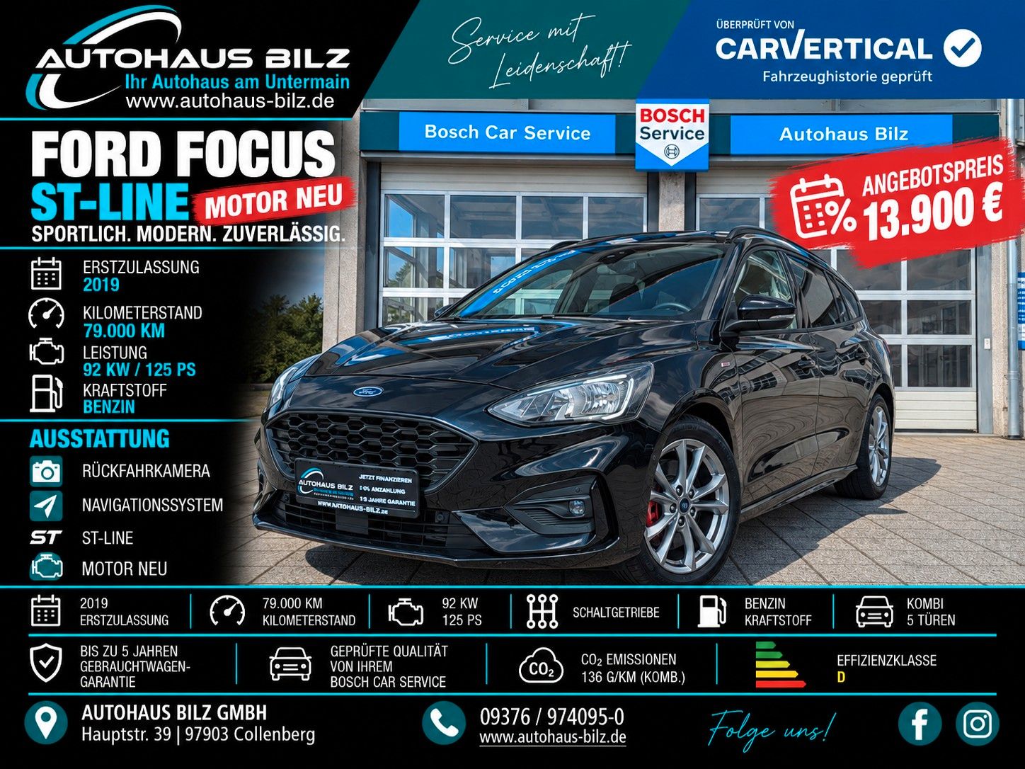 Gebrauchtwagen Ford Focus Focus Turnier ST-Line*Motor-Neu*Navi-Kamera* in Collenberg