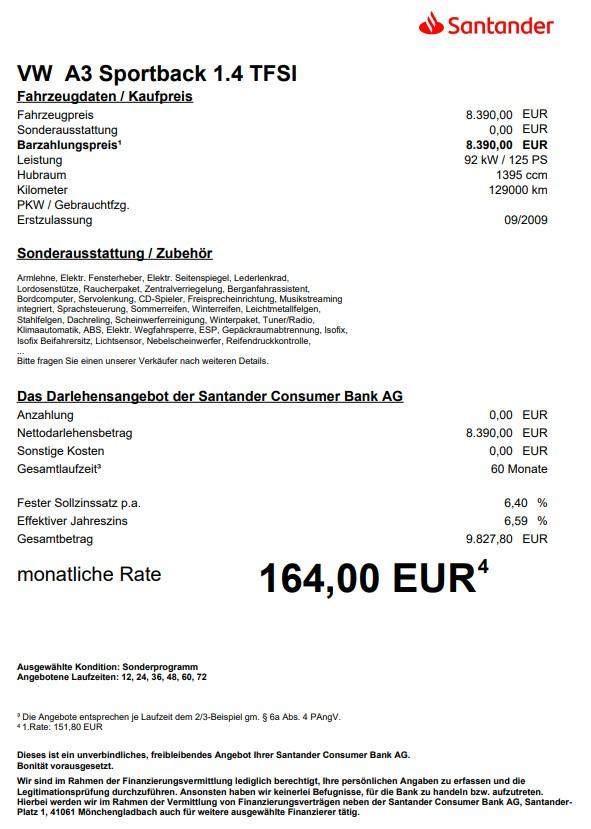 Audi A3 Sportback 1.4 TFSI Ambition