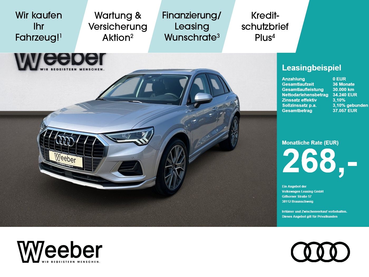 Audi Q3 *AHK*LED*NAVI*20ZOLL*5J GAR*SHZ*KESSY* AHK