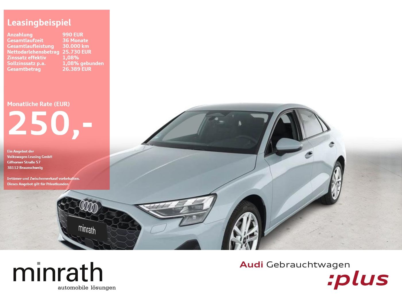 Audi A3 Limousine advanced 30 TDI AHK+ACC+NAVI+RFK+SH