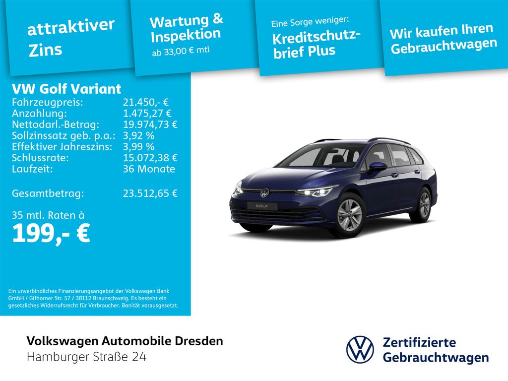 Golf VIII Variant Life 1.0 TSI LED KAM STANDHZG