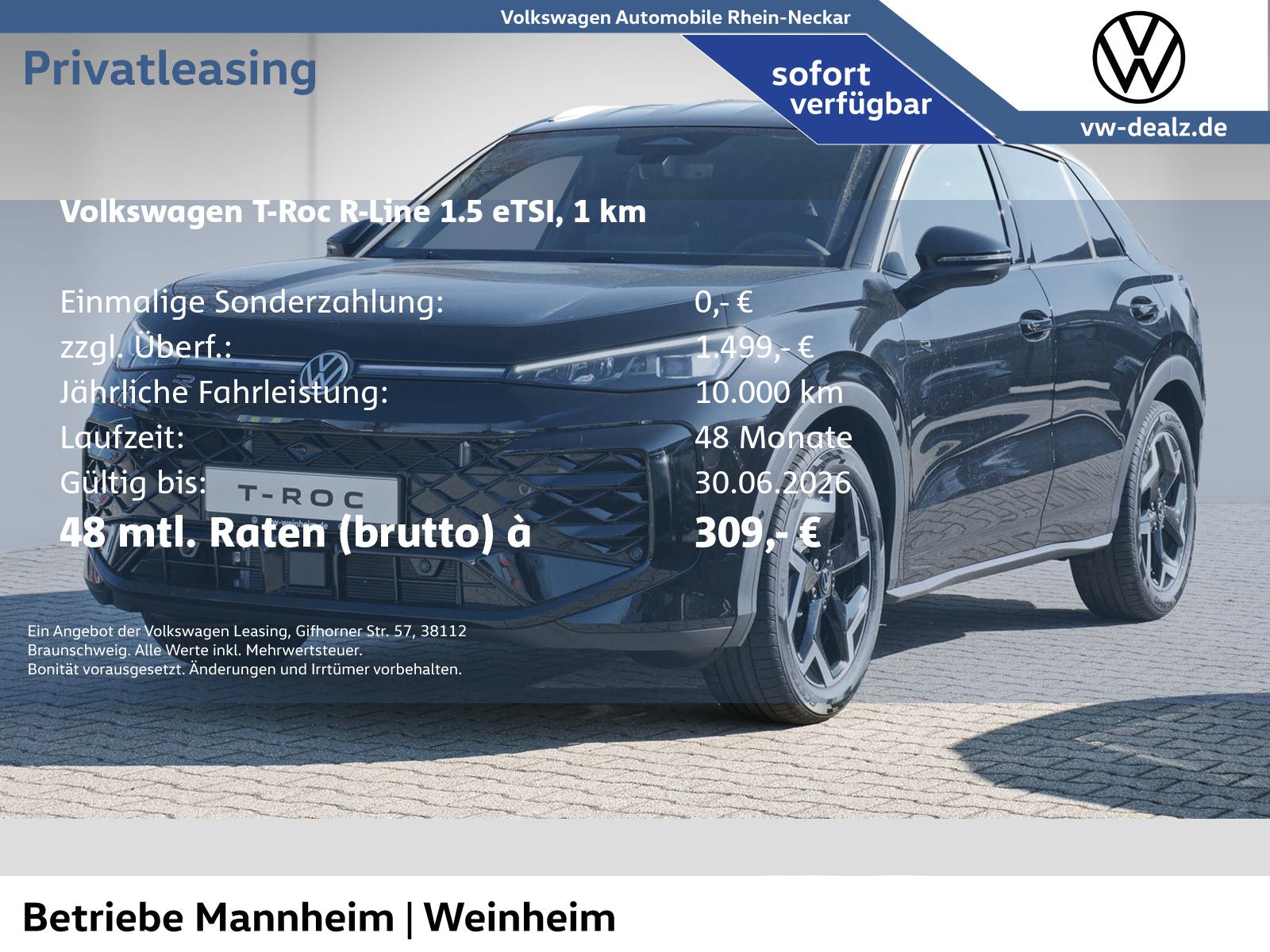 Volkswagen T-Roc R-Line 1.5 l eTSI DSG Klima NAVI AHK LED