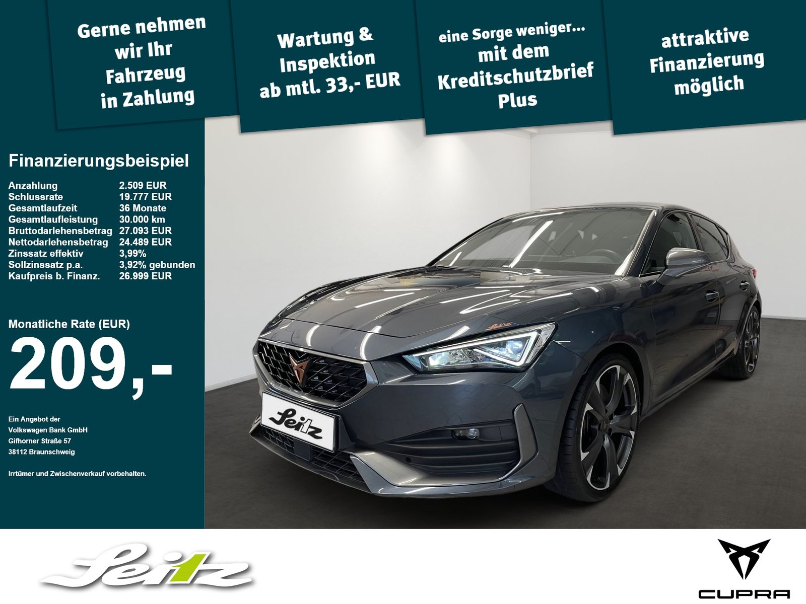 Cupra Leon 2.0 TSI VZ *LED*NAVI*PARKSENSOR*