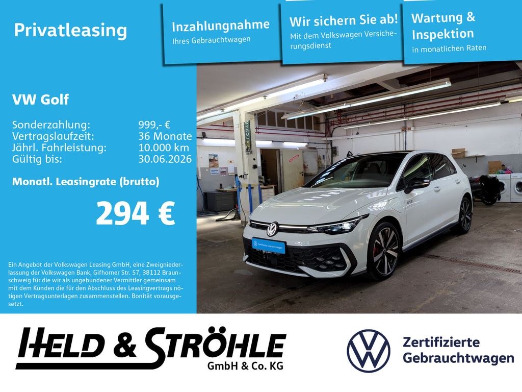 Abbildung Leasingangebot Volkswagen Golf GTE BLACK STYLE MATRIX HuD KAM NAV ACC SHZ