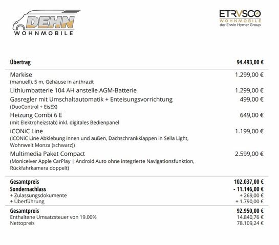 Etrusco I 7400 SBC 11.146,00 € Sondernachlass!