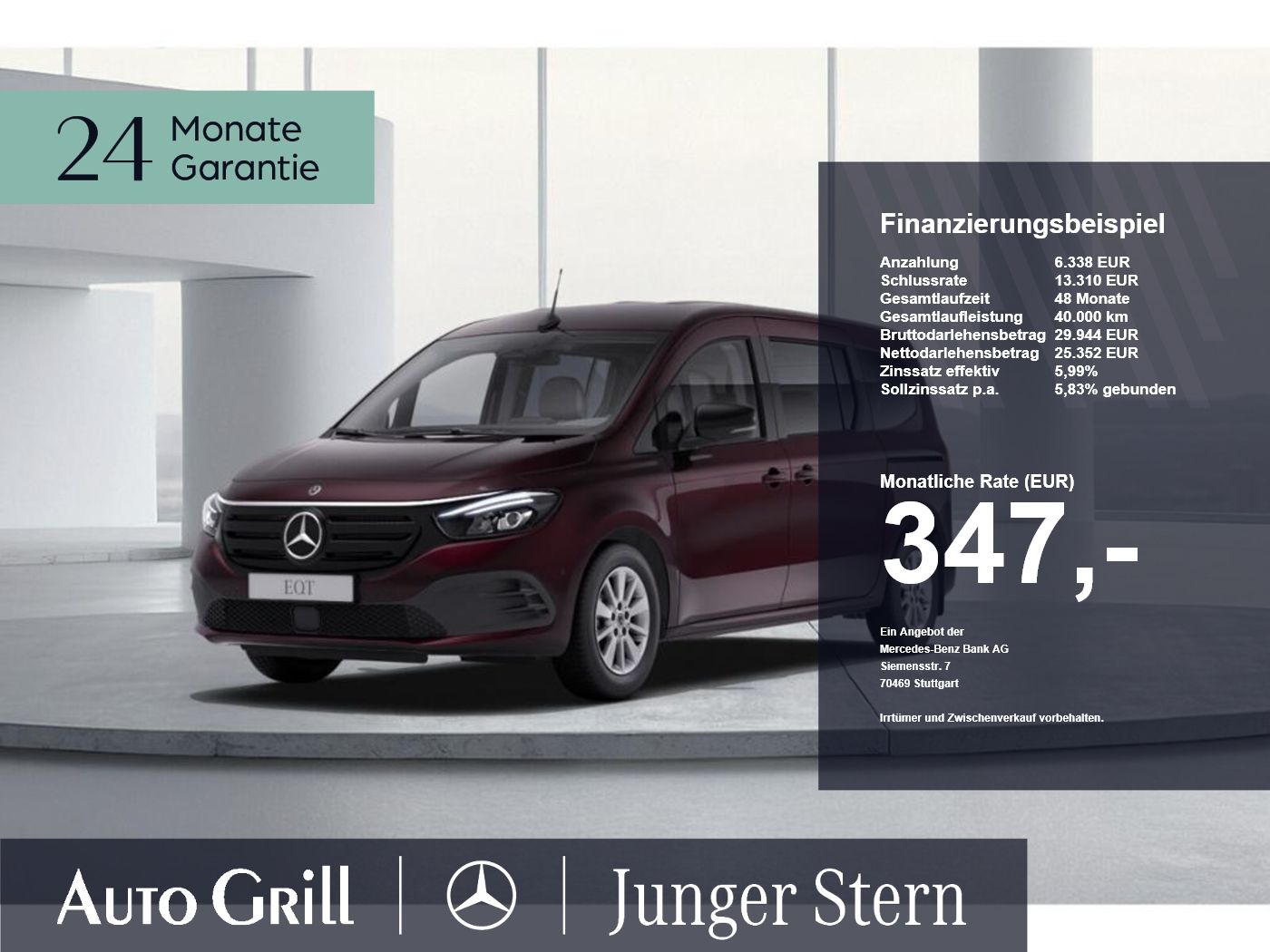 Mercedes-Benz EQT 200 lang 7 Sitzer Wartungspaket rubellitrot