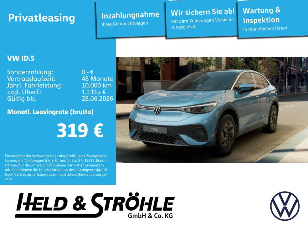 Volkswagen ID.5 Pure 52kW Privatleasing ab 319€ Brutto
