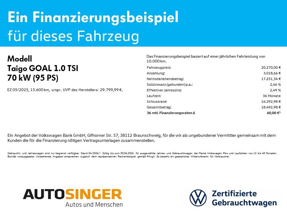 Volkswagen Taigo GOAL 1.0 TSI *LED*ACC*NAVI*SHZ*DIGITAL*PDC