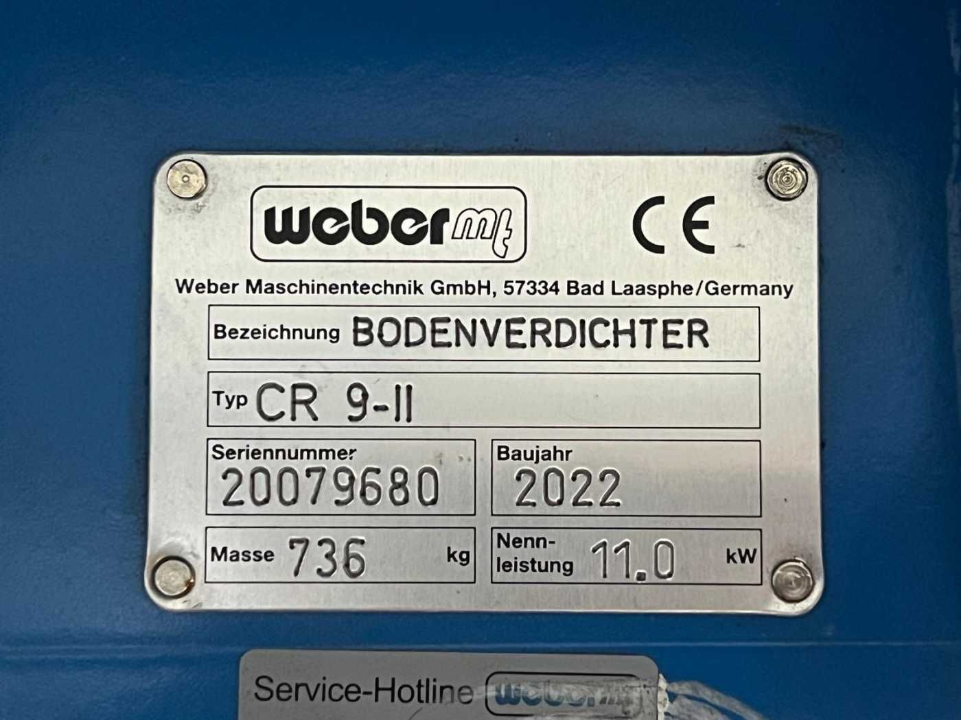 Fahrzeugabbildung Weber Weber CR 9 Hatz-Diesel / 736kg / E-Start / DEMO