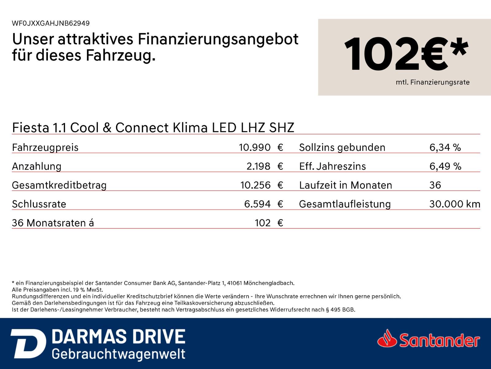 Ford Fiesta 1.1 Cool & Connect Klima LED LHZ SHZ